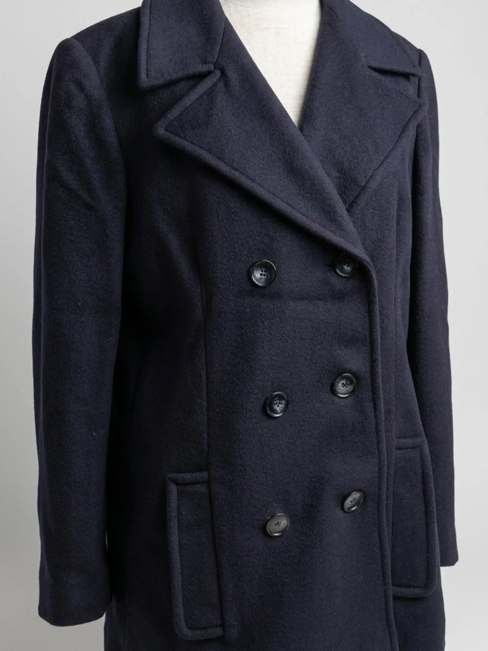 Regency Cashmere 100% Cashmere Navy Blue Pea Coat - Size M